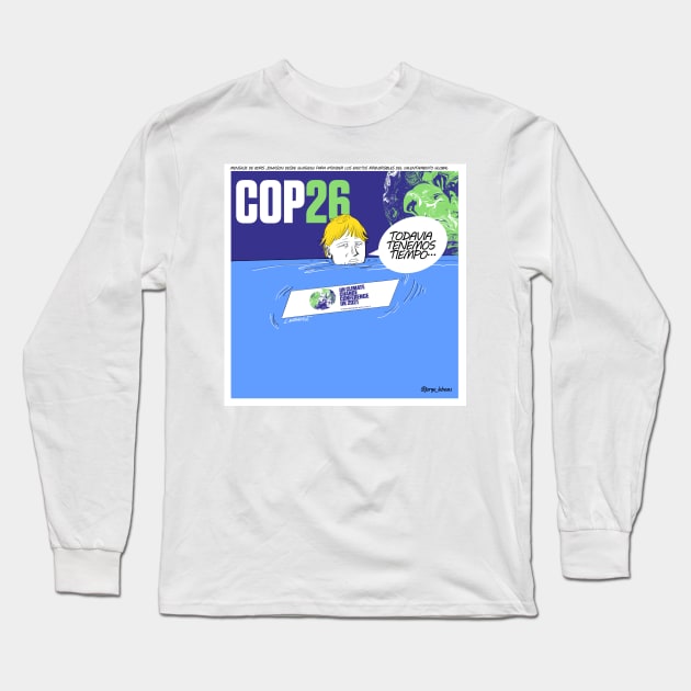 tenemos tiempo, we still got time in global action against climate change ecopop comic cartoon doodle Long Sleeve T-Shirt by jorge_lebeau